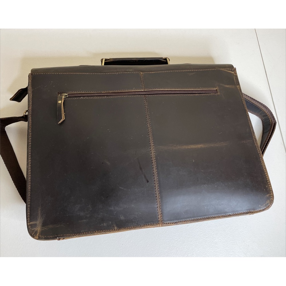 New Fullgrain Buffalo Leather Distressed Messenger Bag - Picture 3 of 16